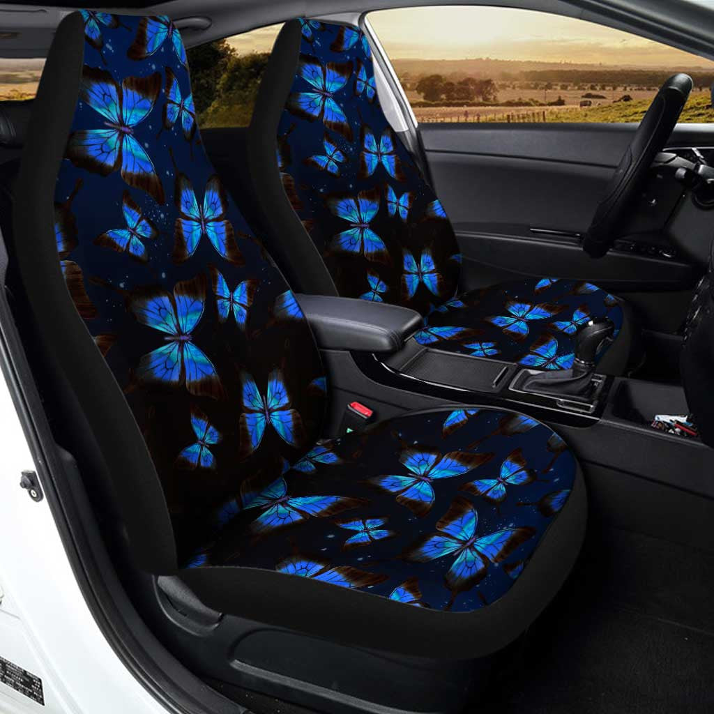 Blue Morpho Butterfly Car Seat Covers Custom Insect Car Accessories