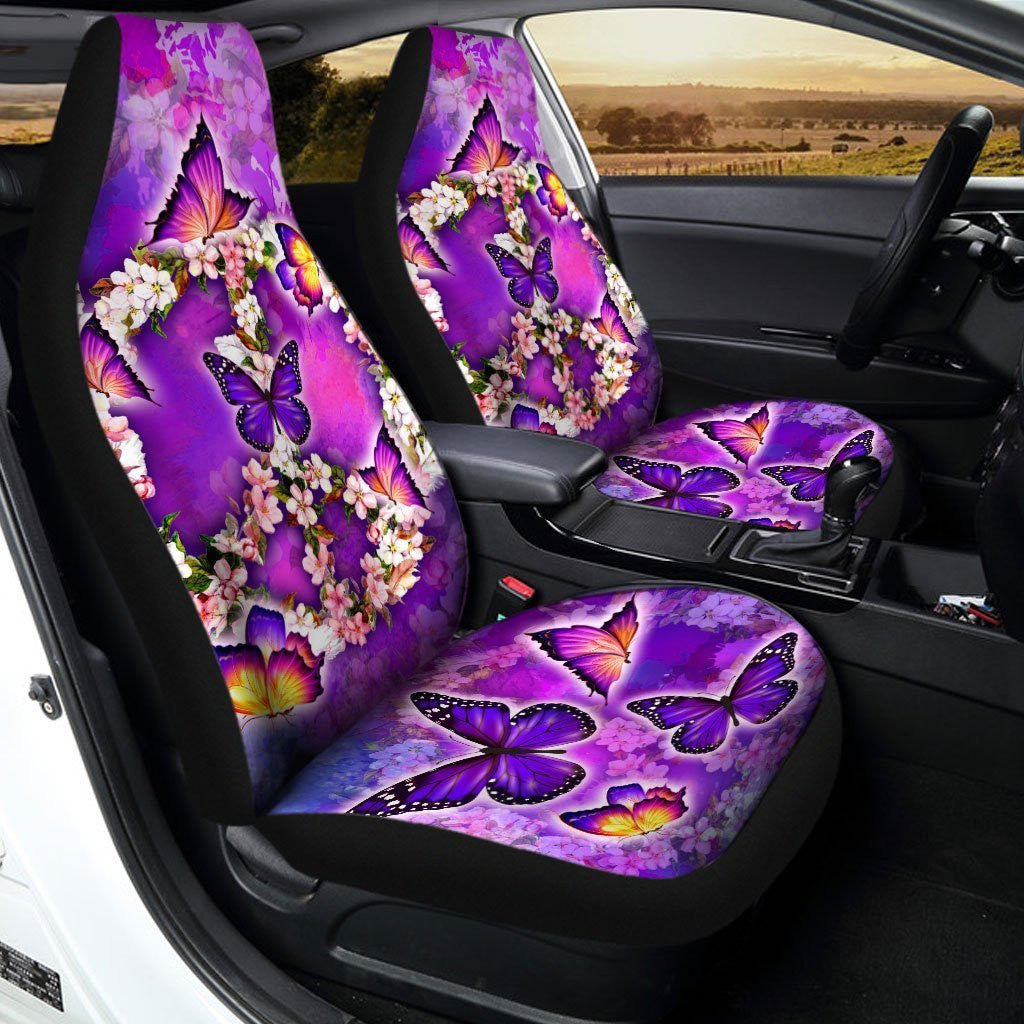 Peace Sign Car Seat Covers Custom Flower Butterfly Car Accessories