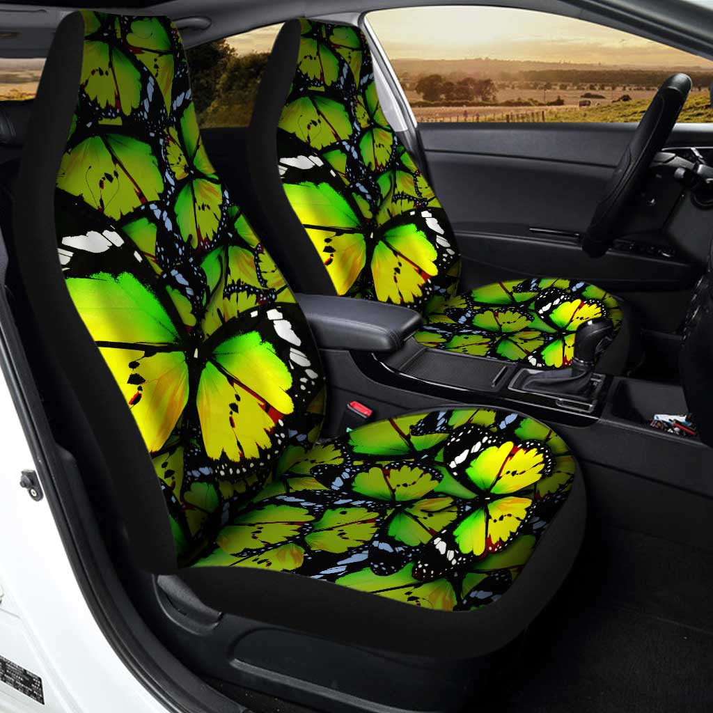 Green Butterfly Car Seat Covers Custom Pattern Car Accessories