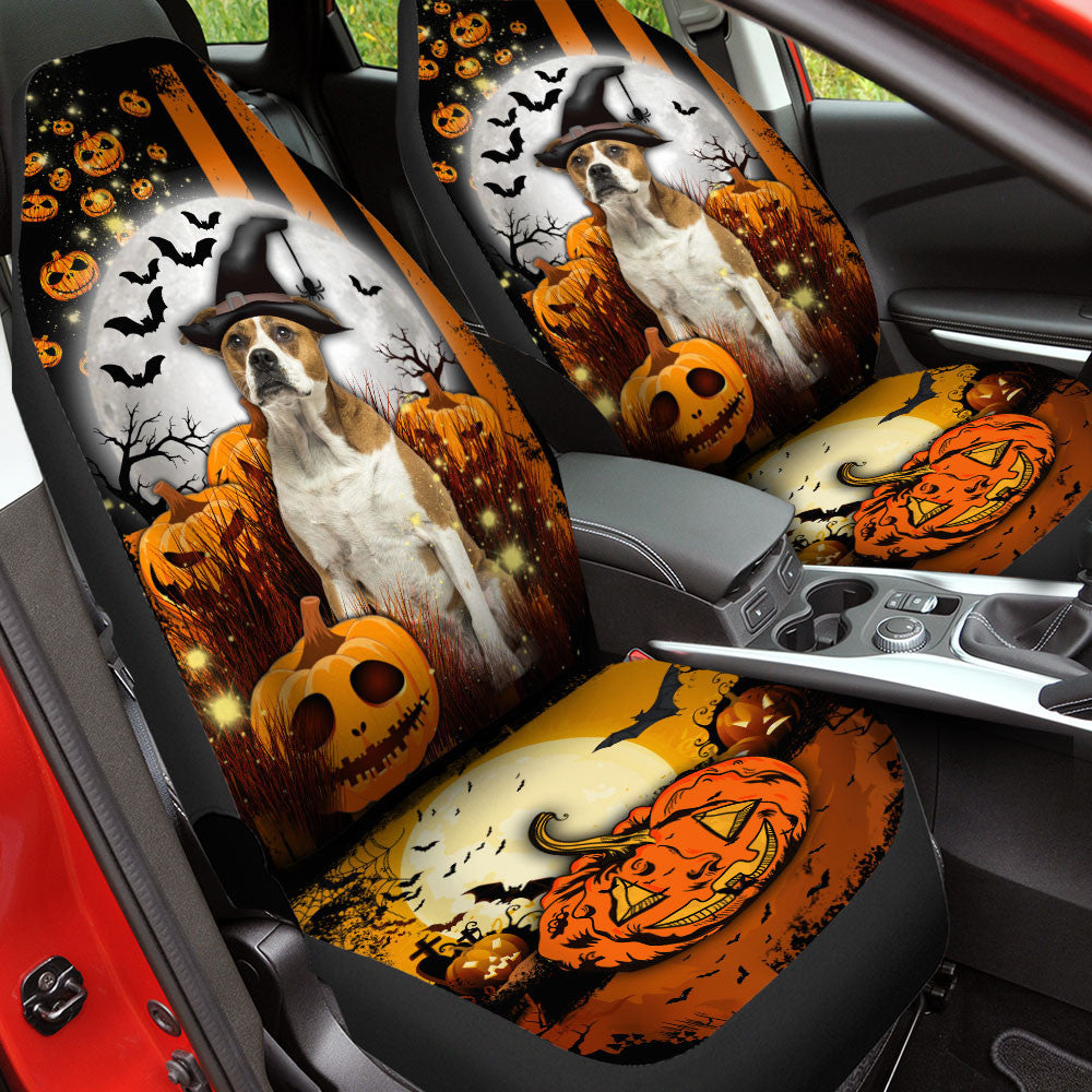 American Bulldog Halloween Pumpkin Scary Moon Car Seat Covers