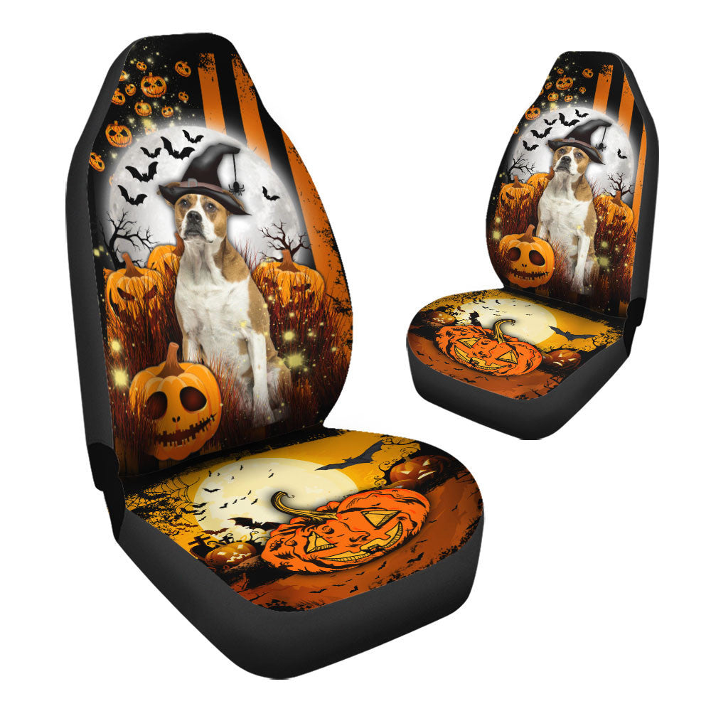 American Bulldog Halloween Pumpkin Scary Moon Car Seat Covers