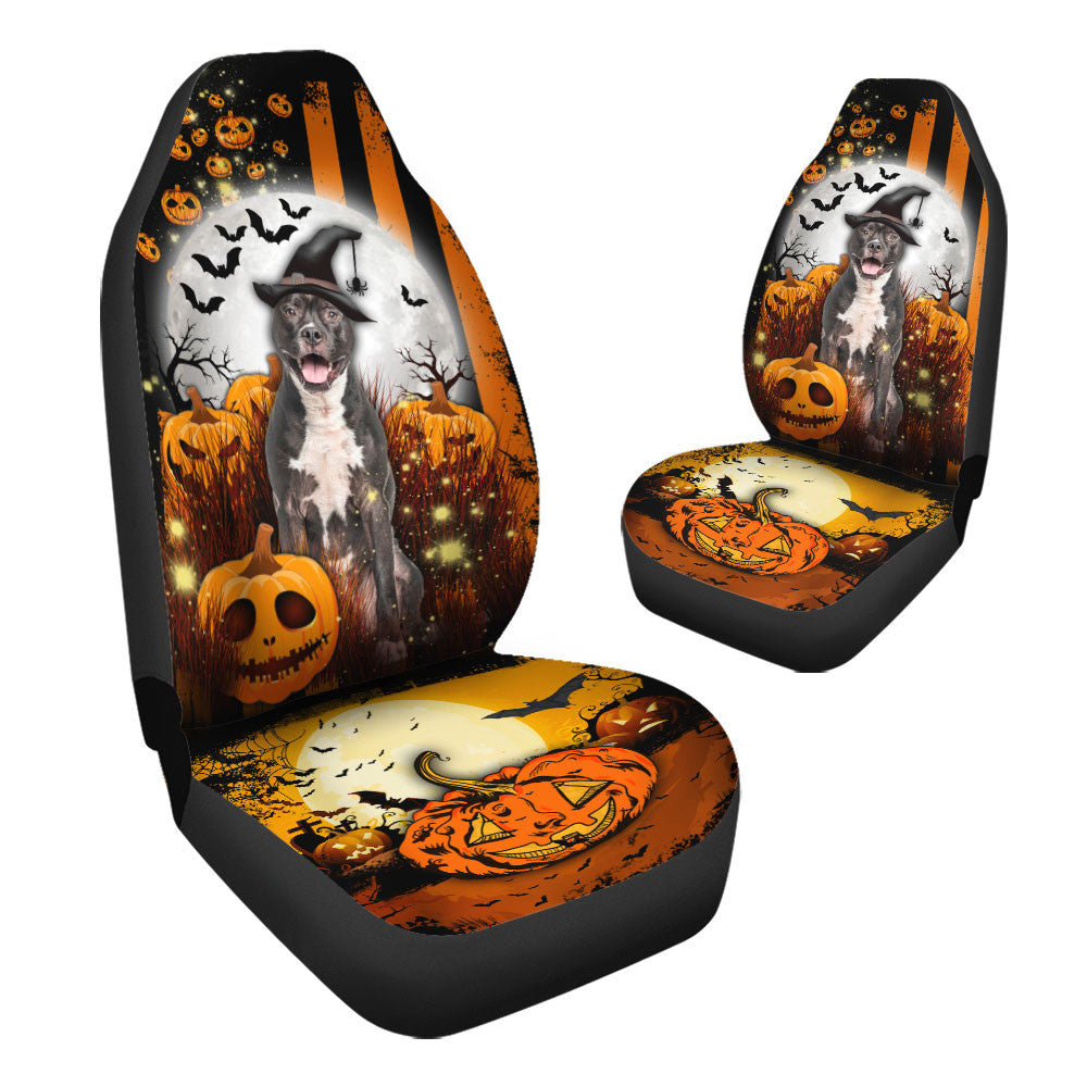 American Staffordshire Terrier Halloween Pumpkin Scary Moon Car Seat Covers