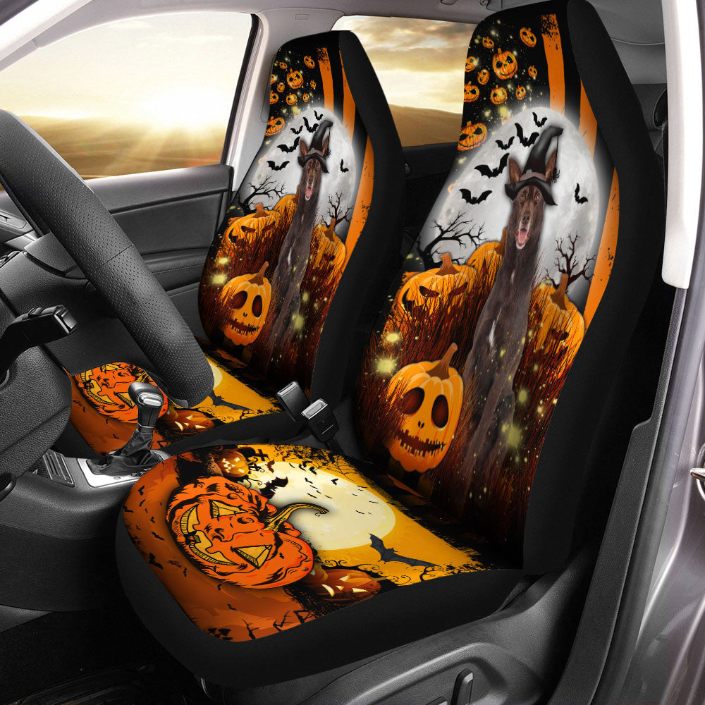 Australian Kelpie Halloween Pumpkin Scary Moon Car Seat Covers
