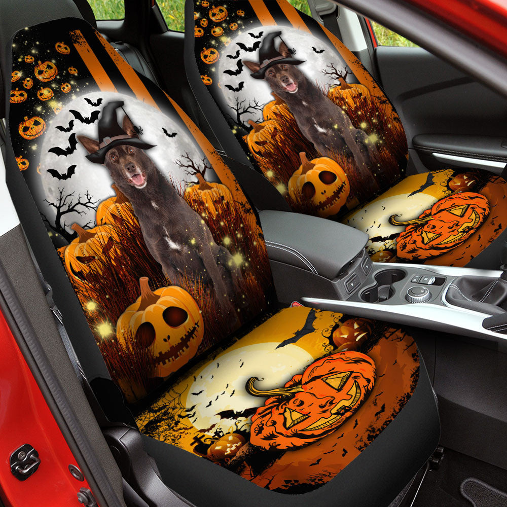 Australian Kelpie Halloween Pumpkin Scary Moon Car Seat Covers