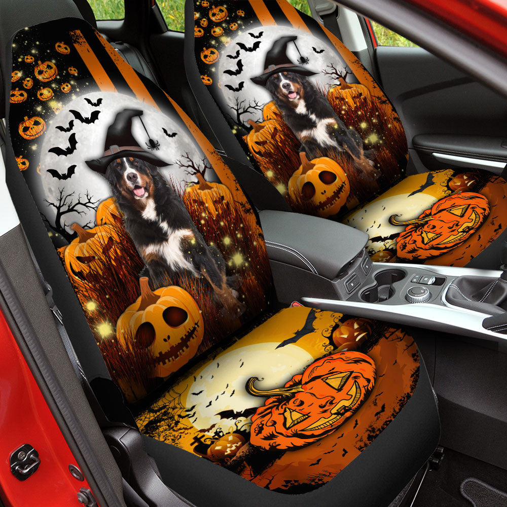 Bernese Mountain Dog Halloween Pumpkin Scary Moon Car Seat Covers