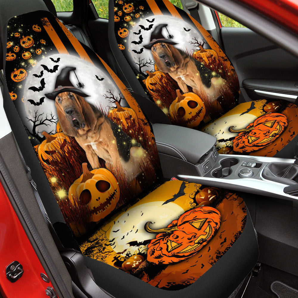 Bloodhound Halloween Pumpkin Scary Moon Car Seat Covers