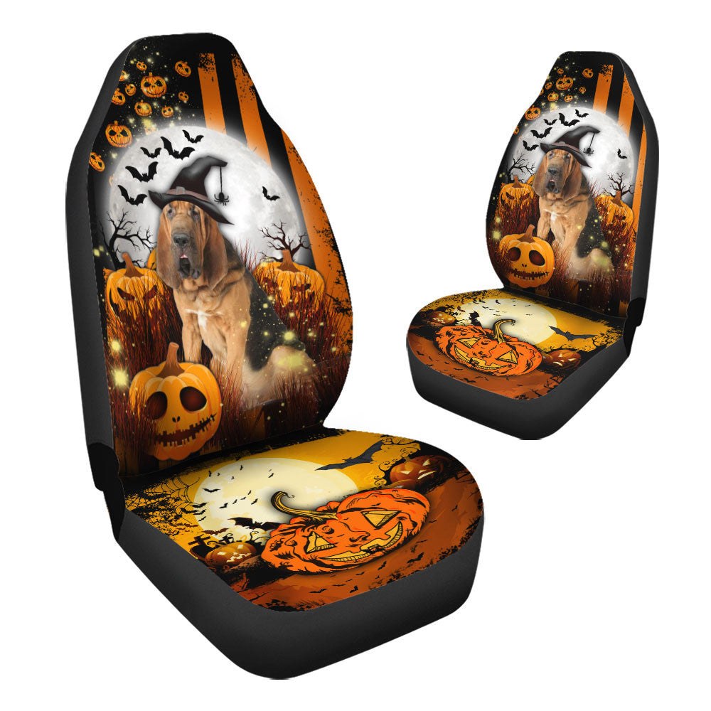 Bloodhound Halloween Pumpkin Scary Moon Car Seat Covers