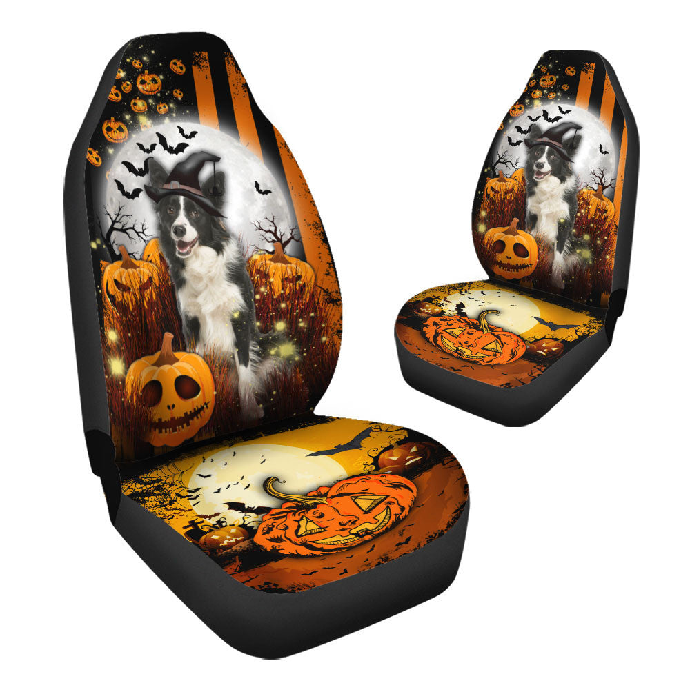 Border Collie Halloween Pumpkin Scary Moon Car Seat Covers