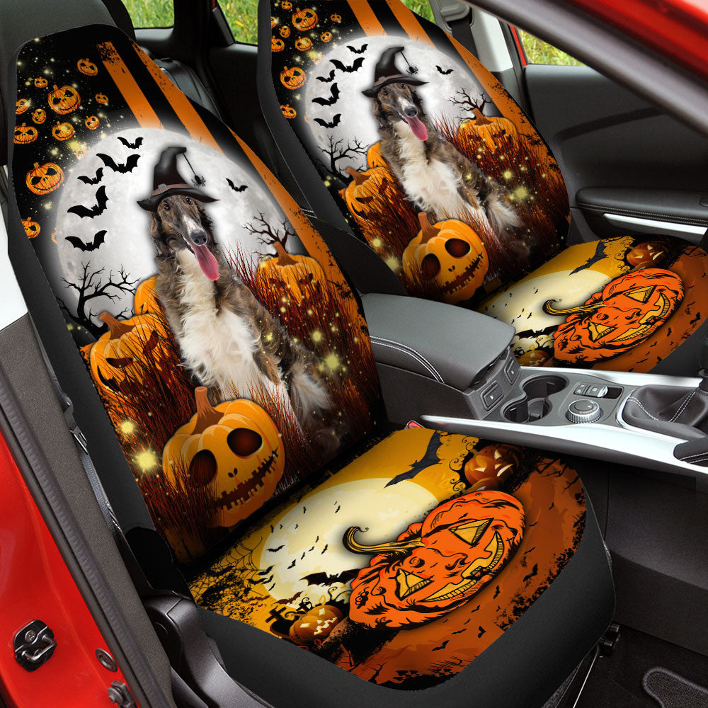 Borzoi Halloween Pumpkin Scary Moon Car Seat Covers