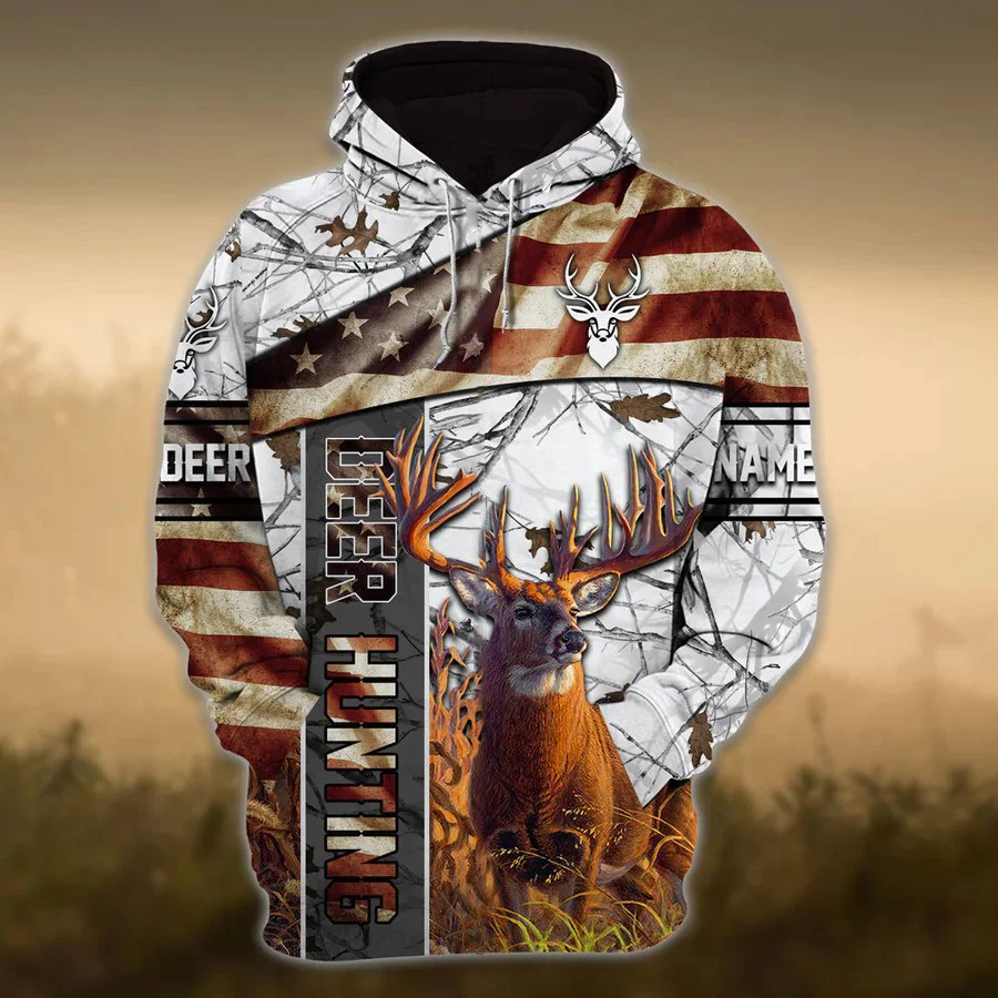 American Deer Hunting Hoodie 3D Full Print Custom Hunter Hoodie Hunter Winter Clothing
