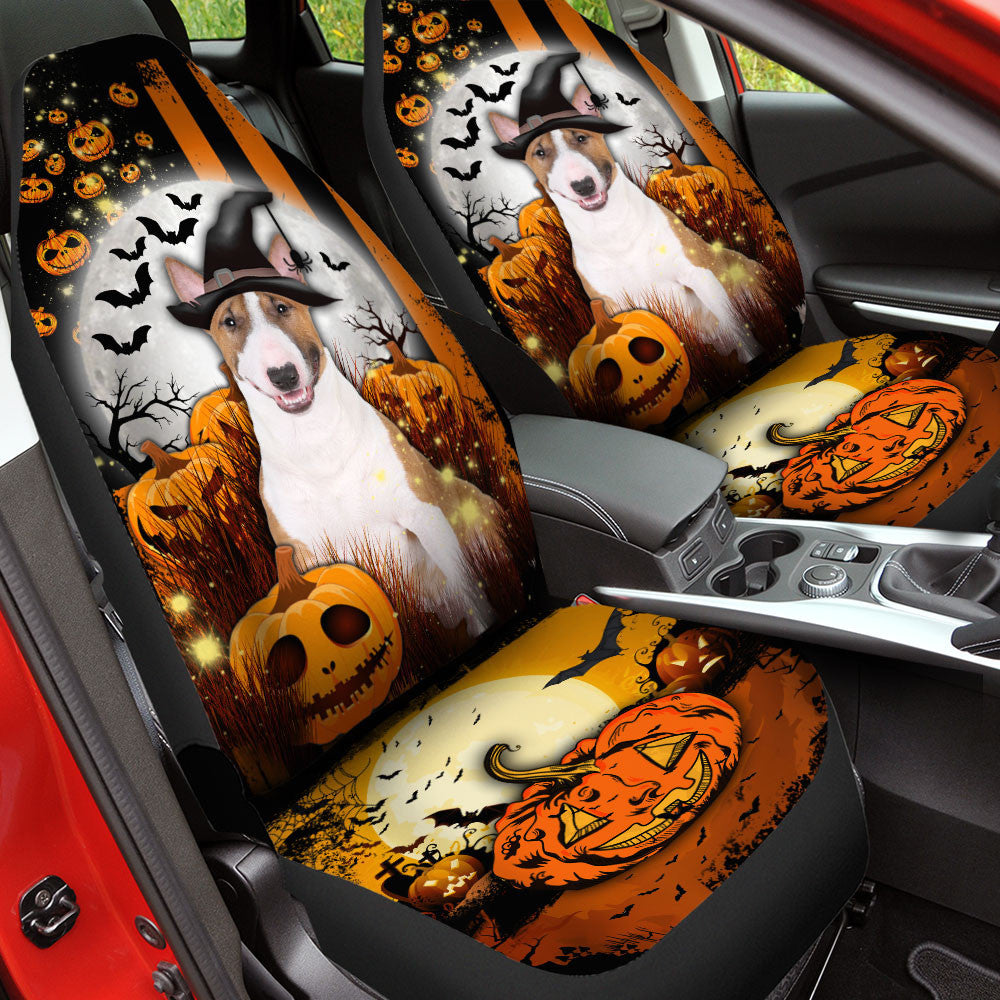 Bull Terrier Halloween Pumpkin Scary Moon Car Seat Covers