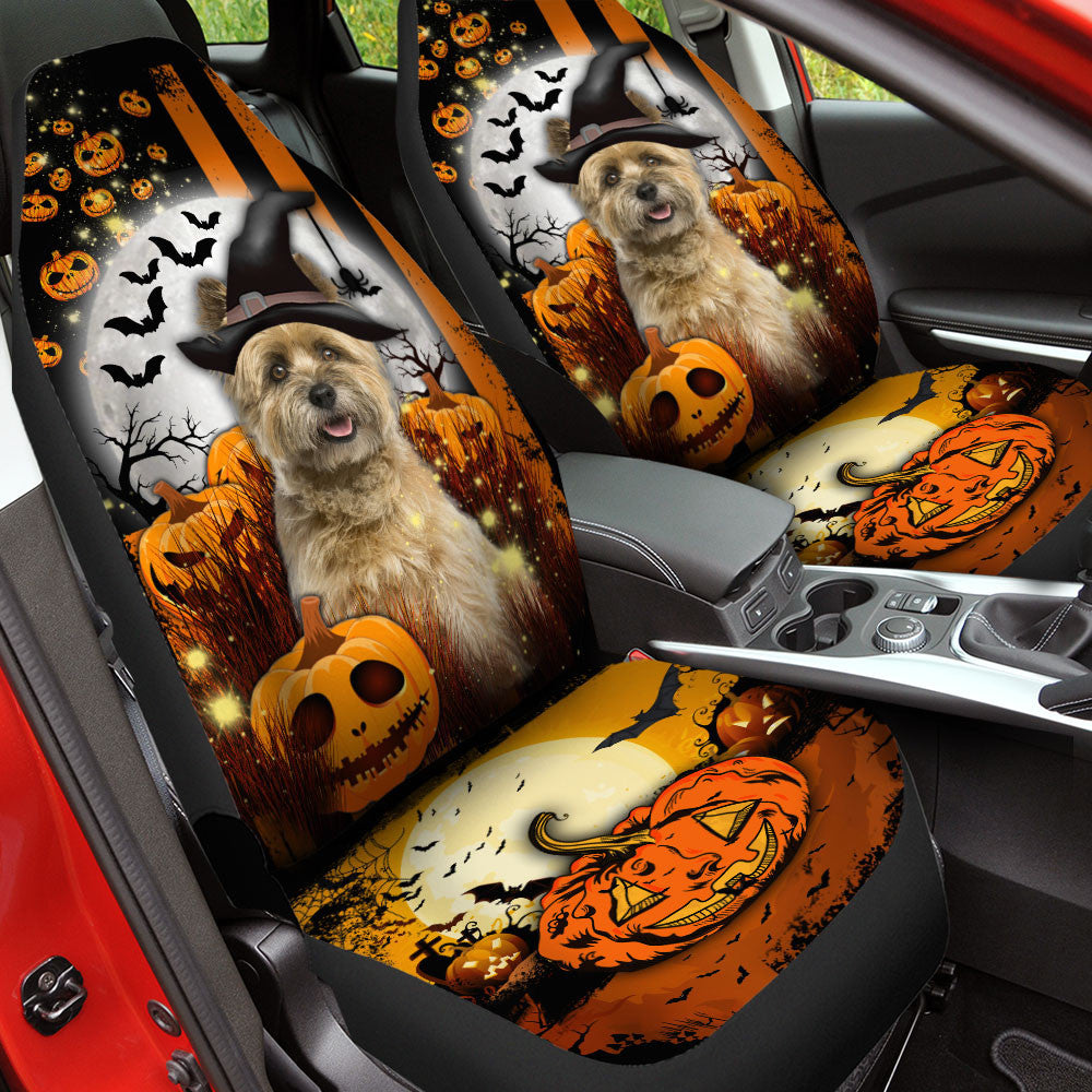 Cairn Terrier Halloween Pumpkin Scary Moon Car Seat Covers