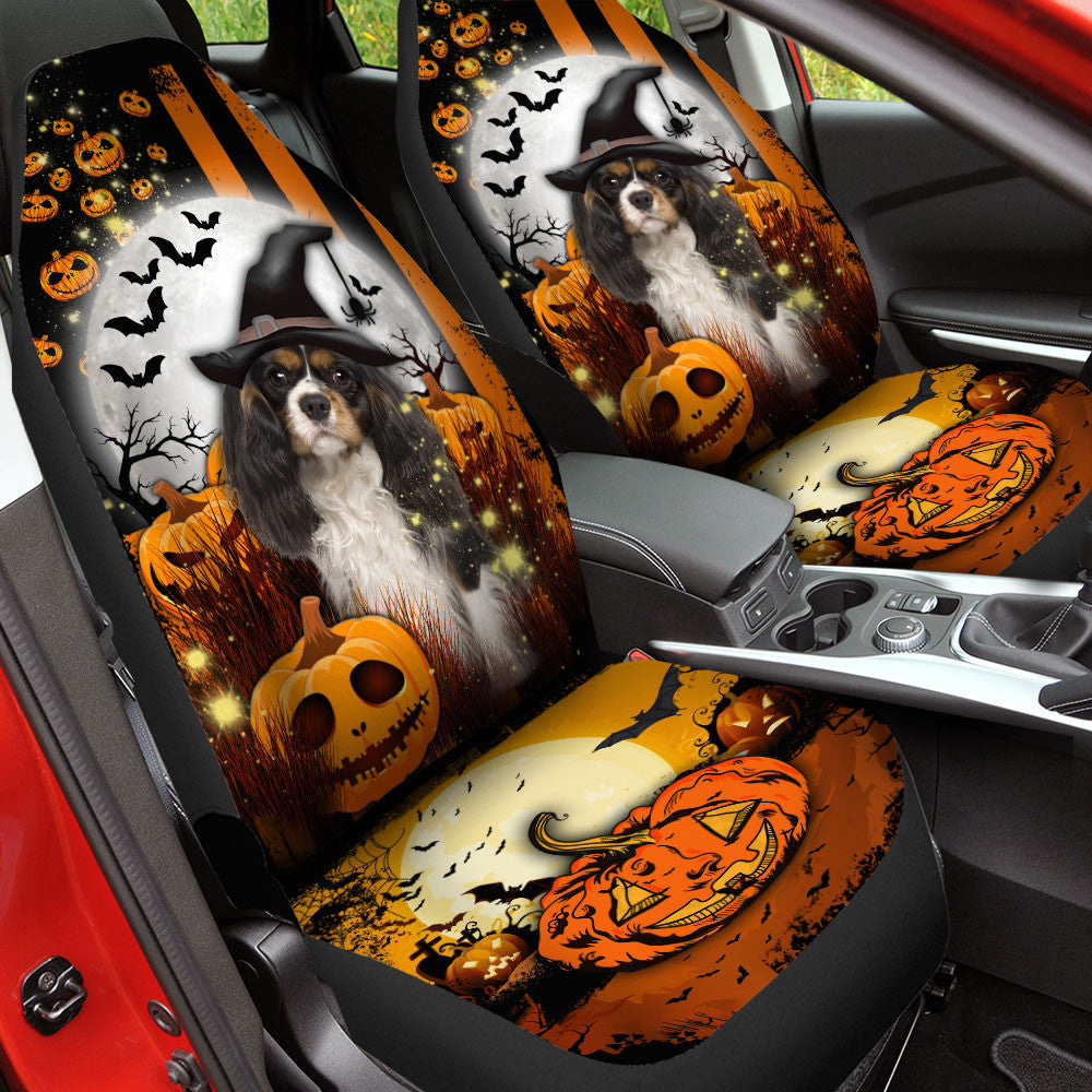 Cavalier King Charles Spaniel Halloween Pumpkin Scary Moon Car Seat Covers