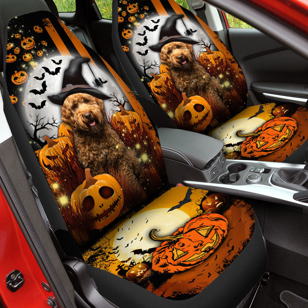 Cavapoo Halloween Pumpkin Scary Moon Car Seat Covers