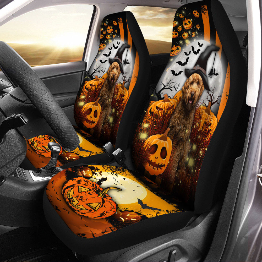 Cavapoo Halloween Pumpkin Scary Moon Car Seat Covers