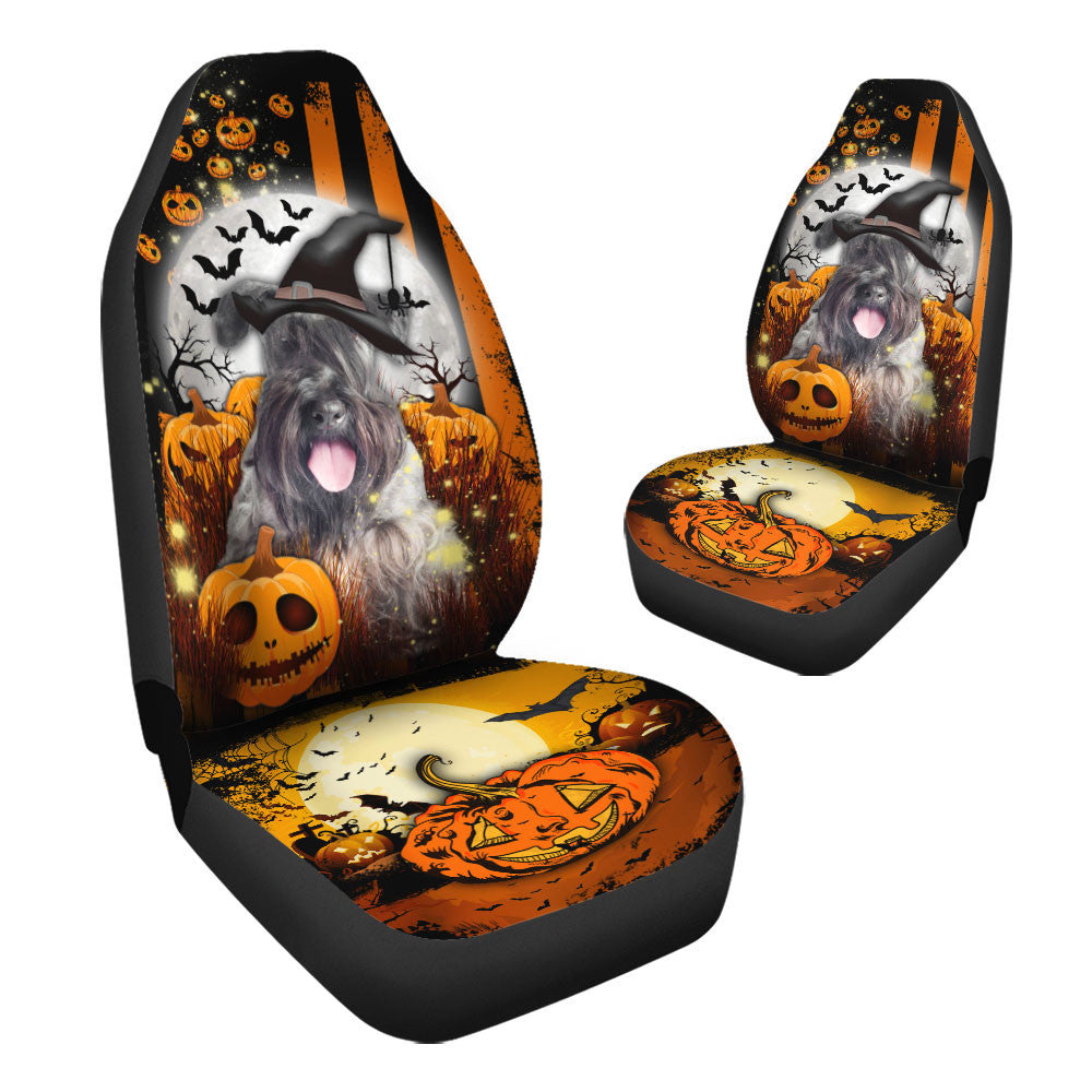 Cesky Terrier Halloween Pumpkin Scary Moon Car Seat Covers