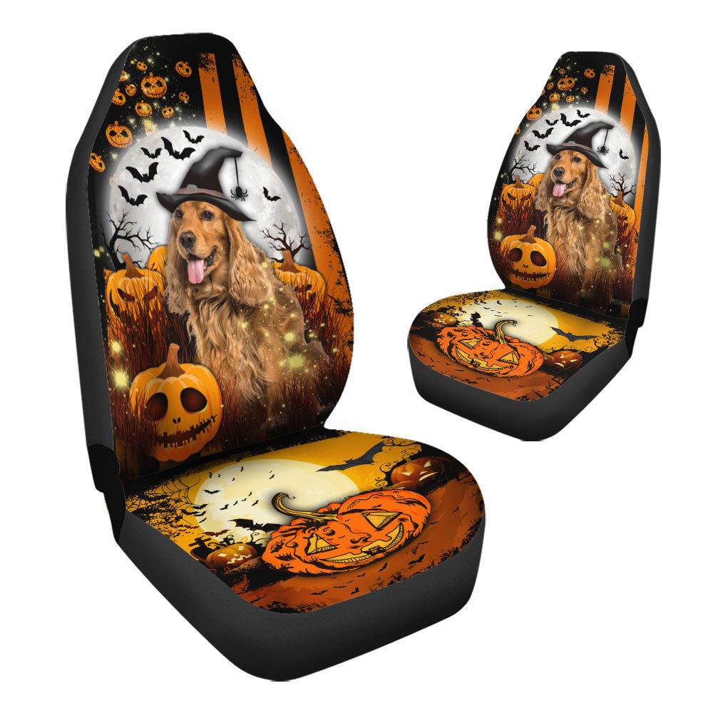 Cocker Spaniel Halloween Pumpkin Scary Moon Car Seat Covers