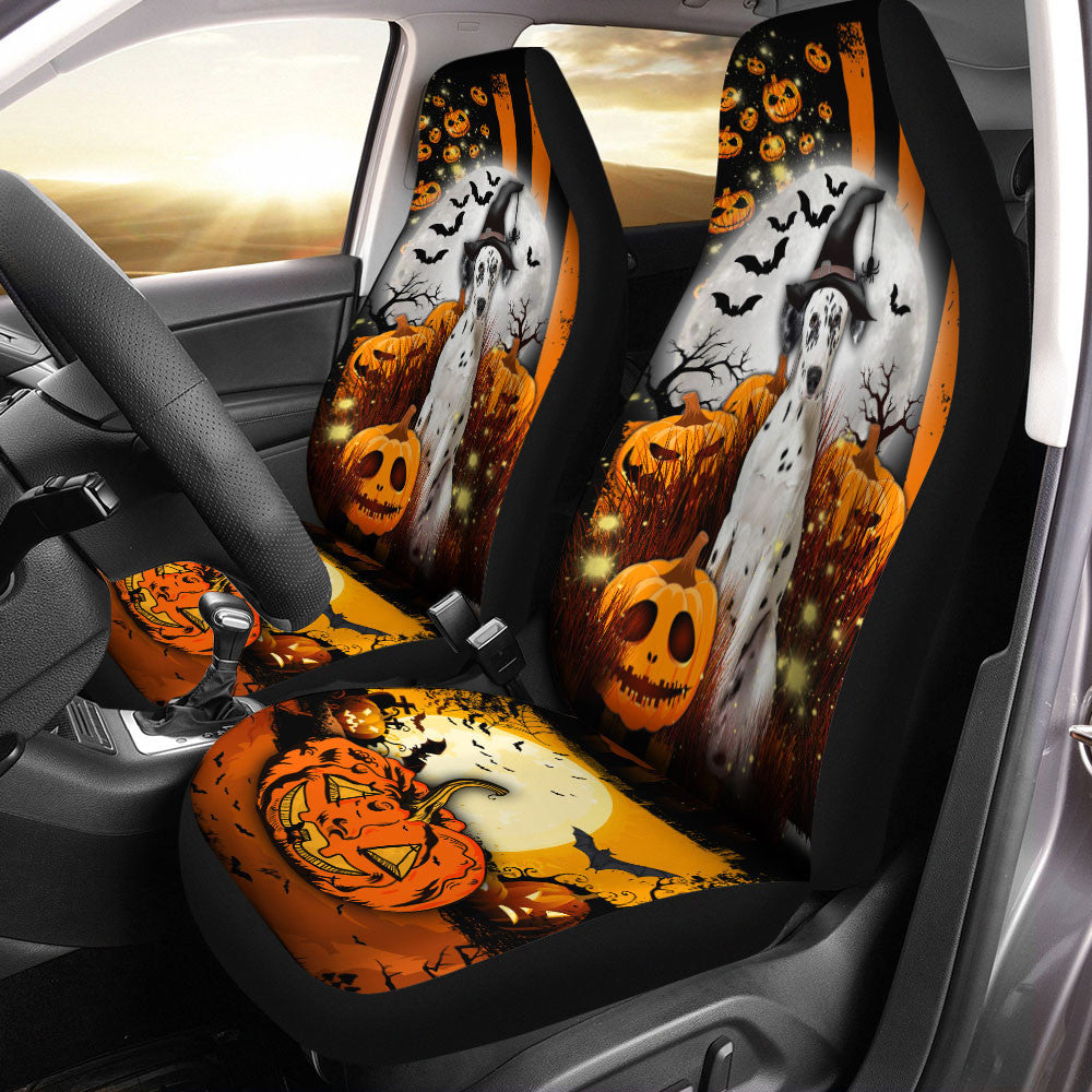Dalmatian Halloween Pumpkin Scary Moon Car Seat Covers