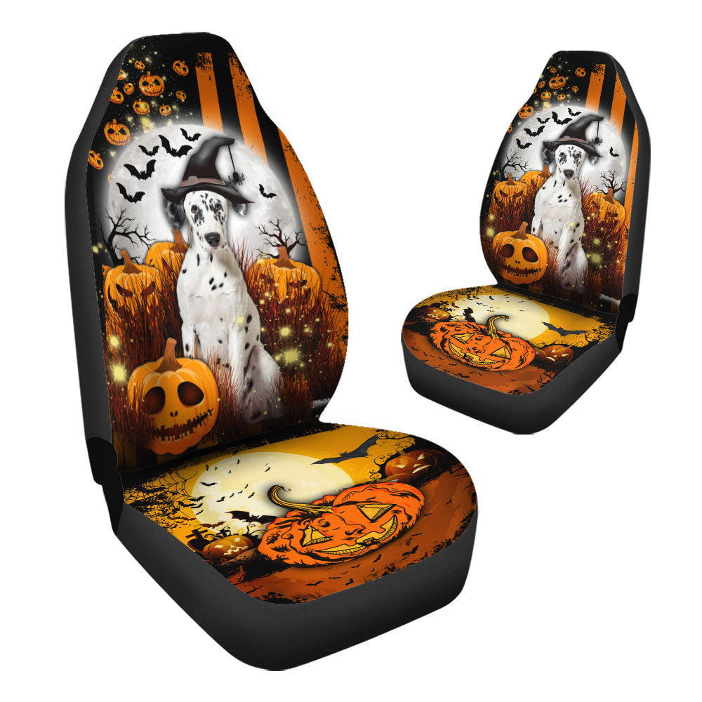 Dalmatian Halloween Pumpkin Scary Moon Car Seat Covers