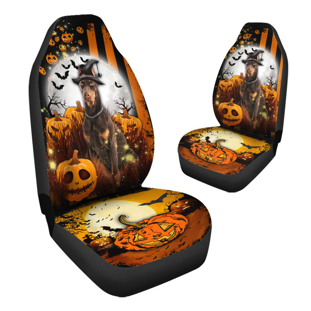 Doberman Pinscher Halloween Pumpkin Scary Moon Car Seat Covers