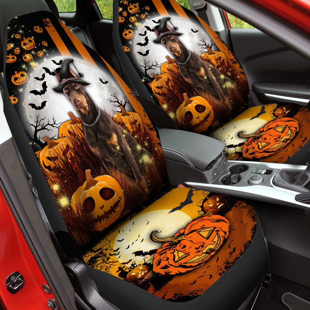 Doberman Pinscher Halloween Pumpkin Scary Moon Car Seat Covers