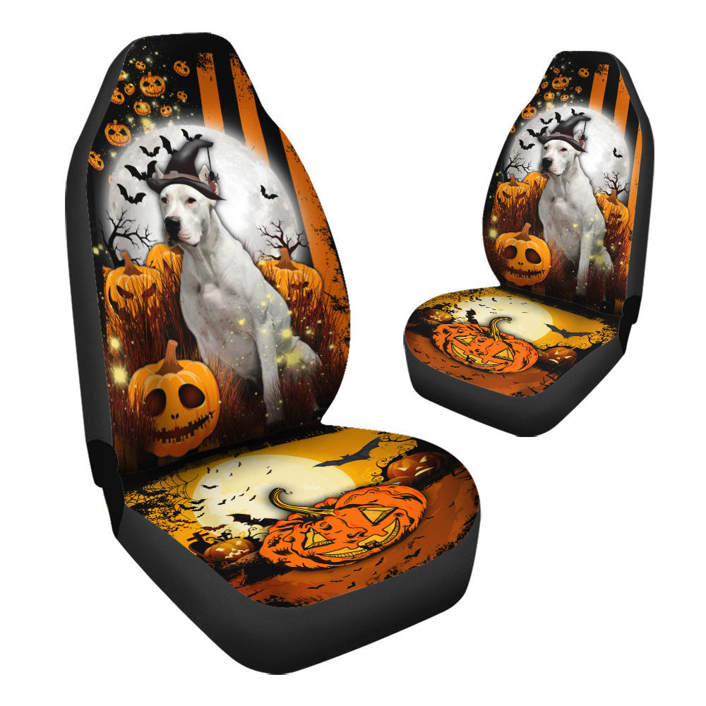 Dogo Argentino Halloween Pumpkin Scary Moon Car Seat Covers