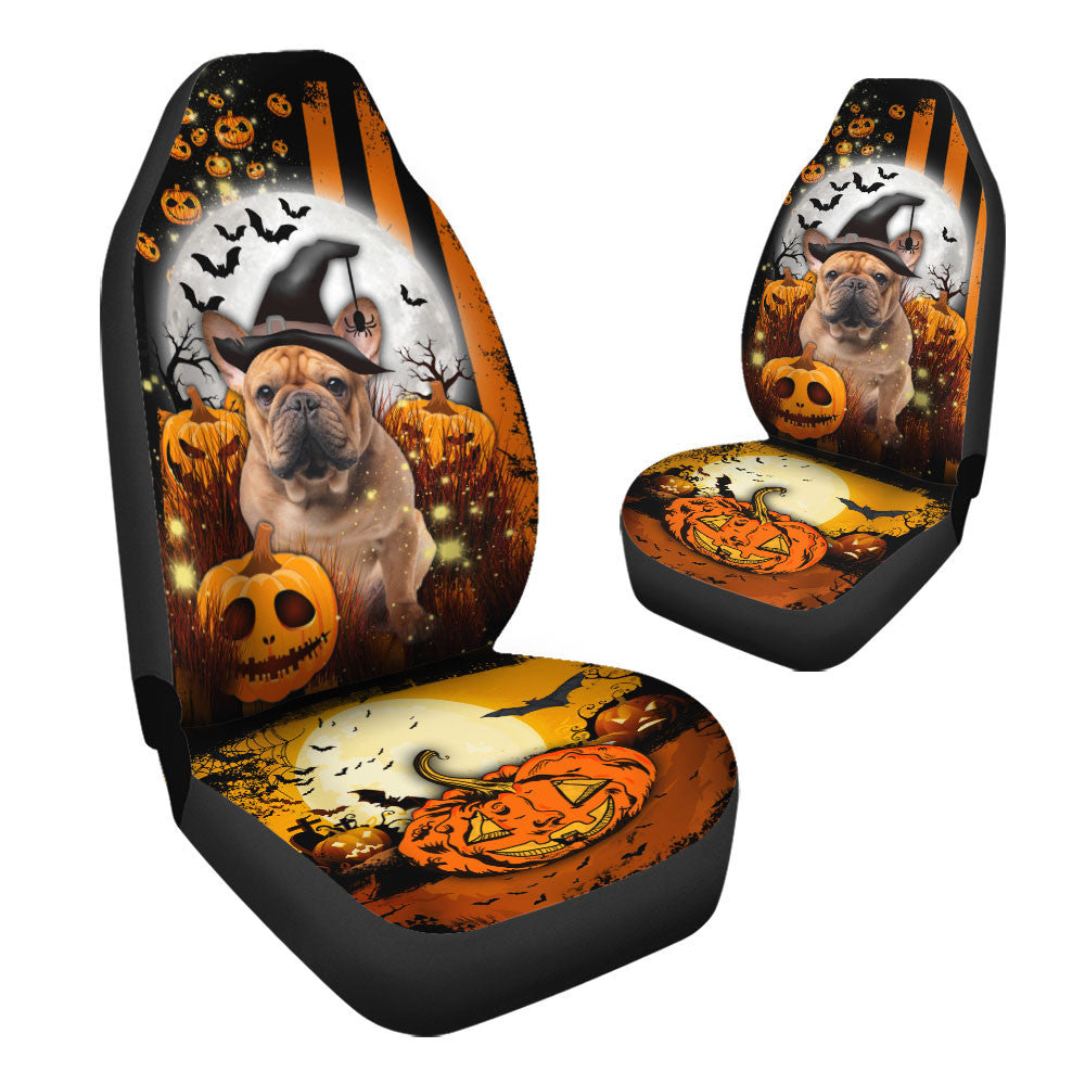 French Bulldog Halloween Pumpkin Scary Moon Car Seat Covers
