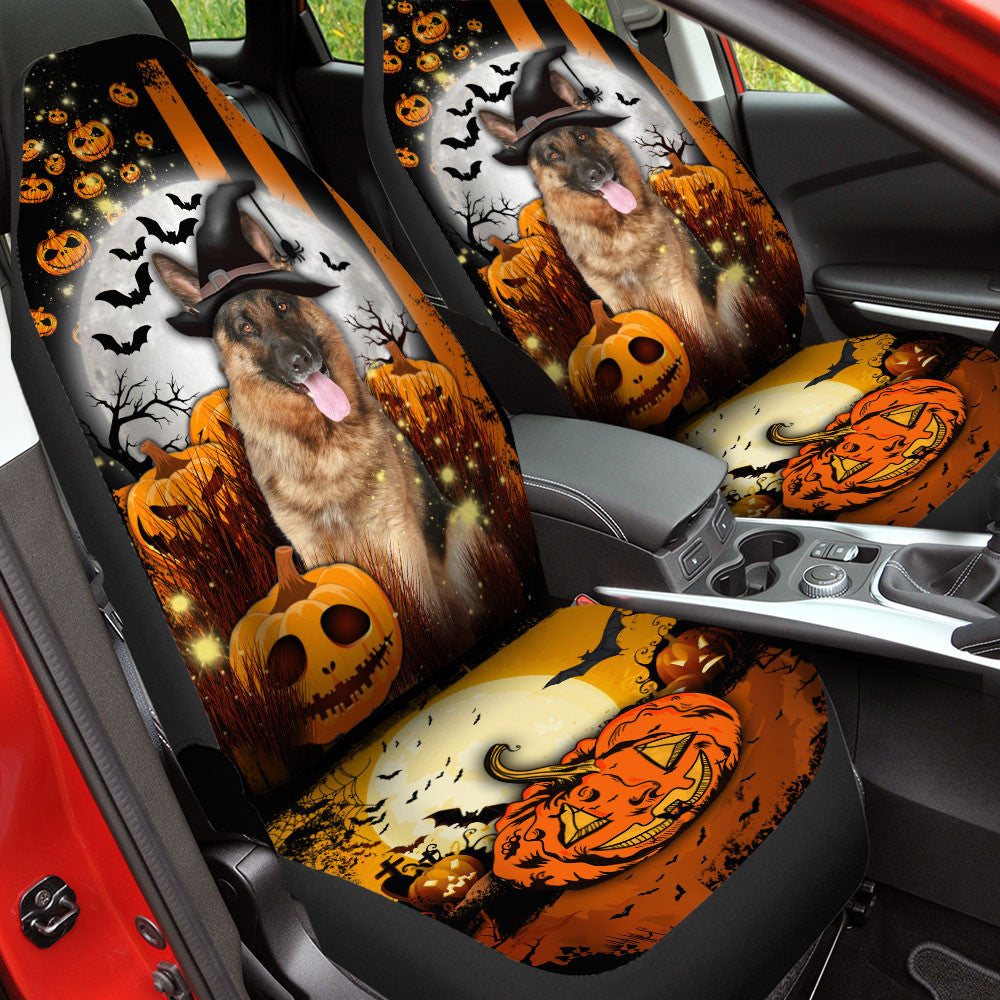 German Shepherd Dog Halloween Pumpkin Scary Moon Car Seat Covers