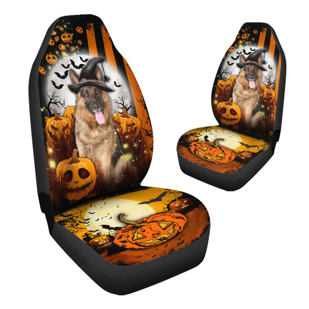 German Shepherd Dog Halloween Pumpkin Scary Moon Car Seat Covers
