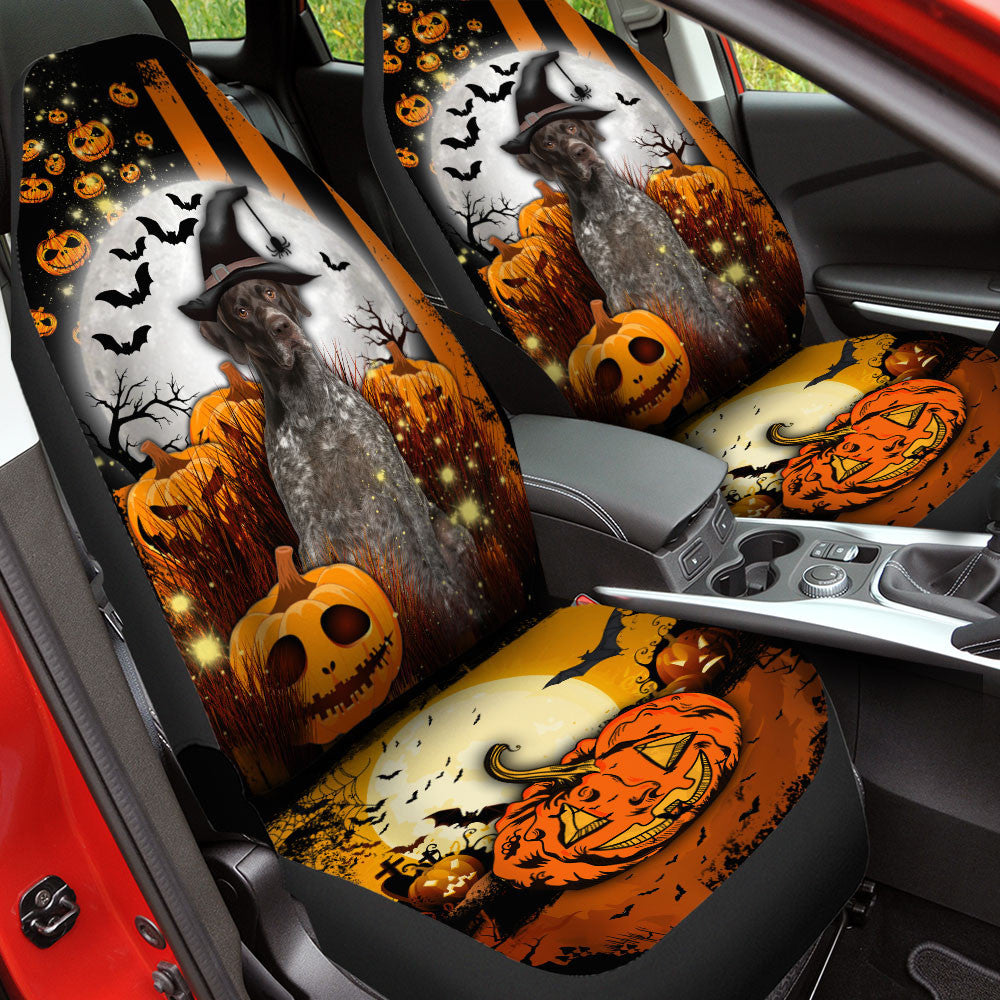 German Shorthaired Pointer Halloween Pumpkin Scary Moon Car Seat Covers