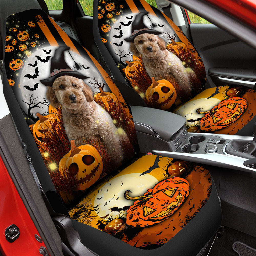 Goldendoodle Halloween Pumpkin Scary Moon Car Seat Covers
