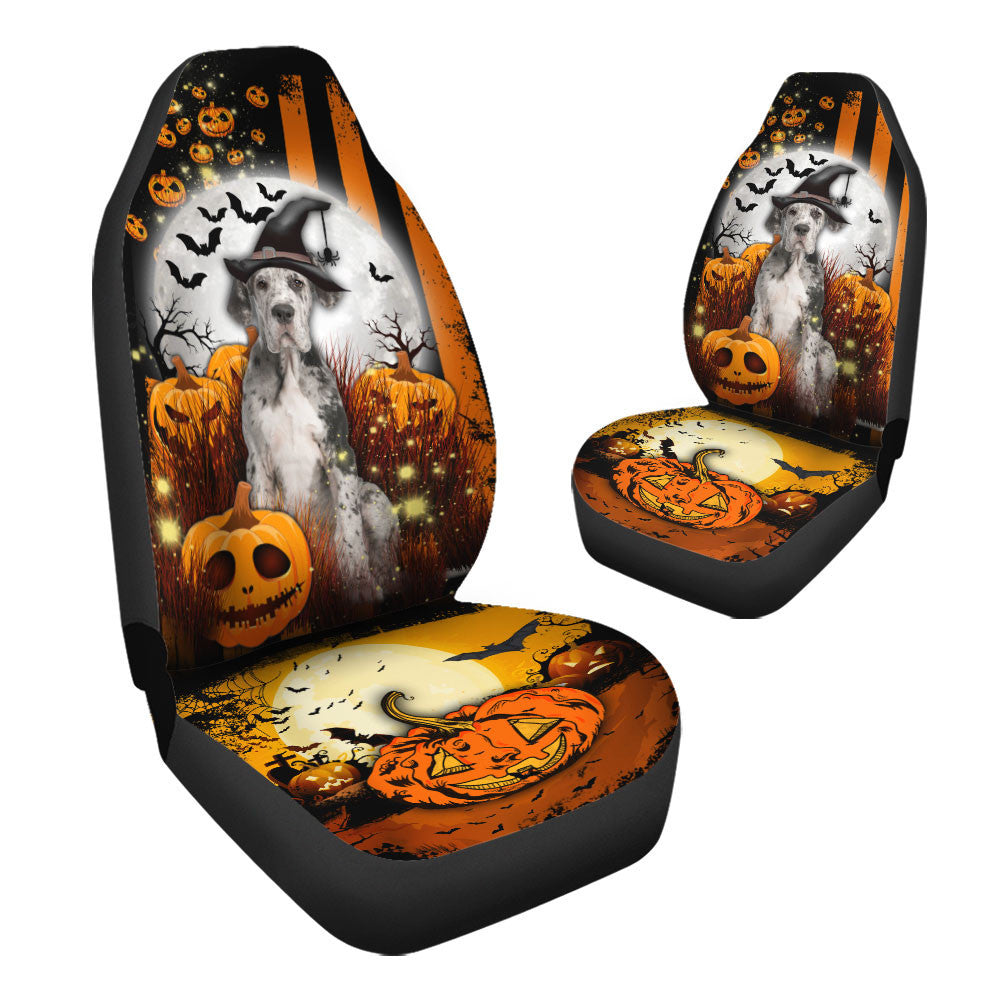 Great Dane Halloween Pumpkin Scary Moon Car Seat Covers/ Auto Front Seat Cover