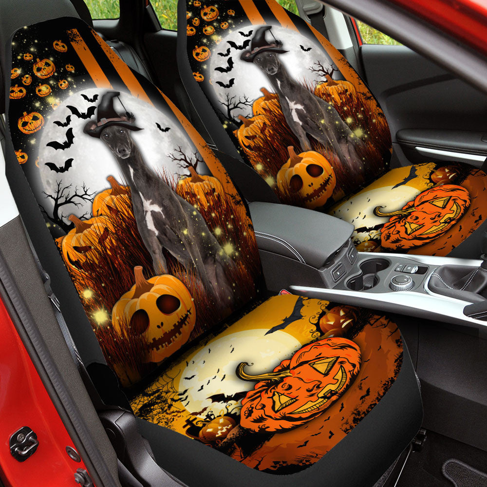Greyhound Halloween Pumpkin Scary Moon Car Seat Covers