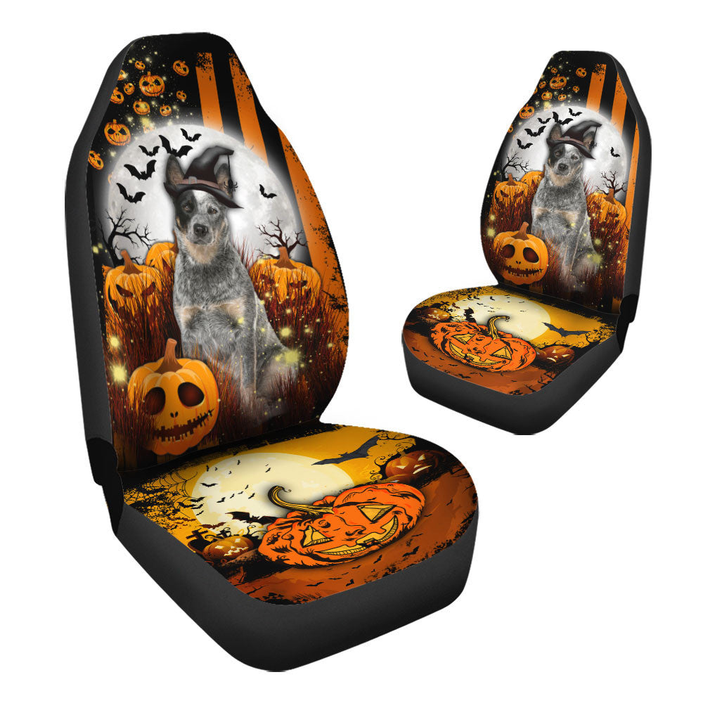 Australian Cattle Dog Halloween Pumpkin Scary Moon Car Seat Covers