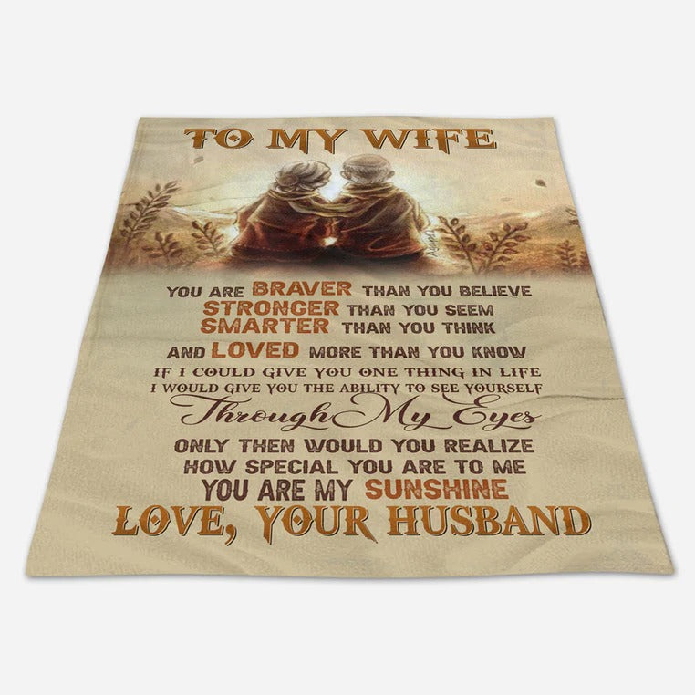 Gift For Wife Blanket/ To My Wife You Are My Sunshine Fleece Blanket/ Valentine Gift To My Wife