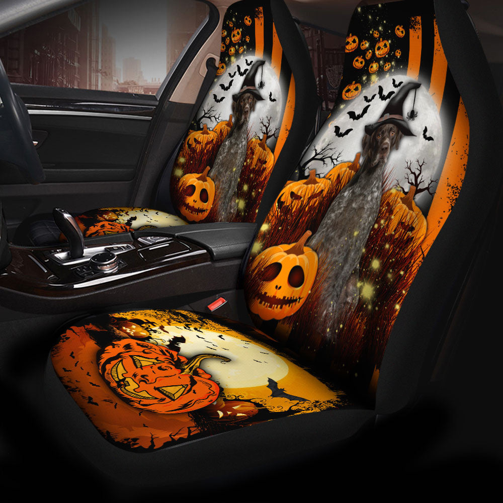German Shorthaired Pointer Halloween Pumpkin Scary Moon Car Seat Covers