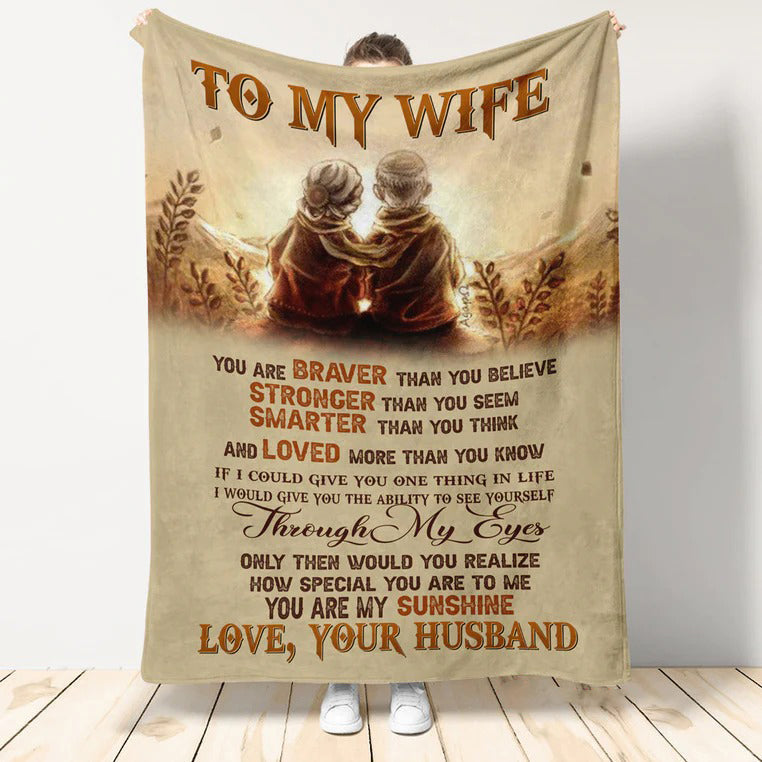 Gift For Wife Blanket/ To My Wife You Are My Sunshine Fleece Blanket/ Valentine Gift To My Wife