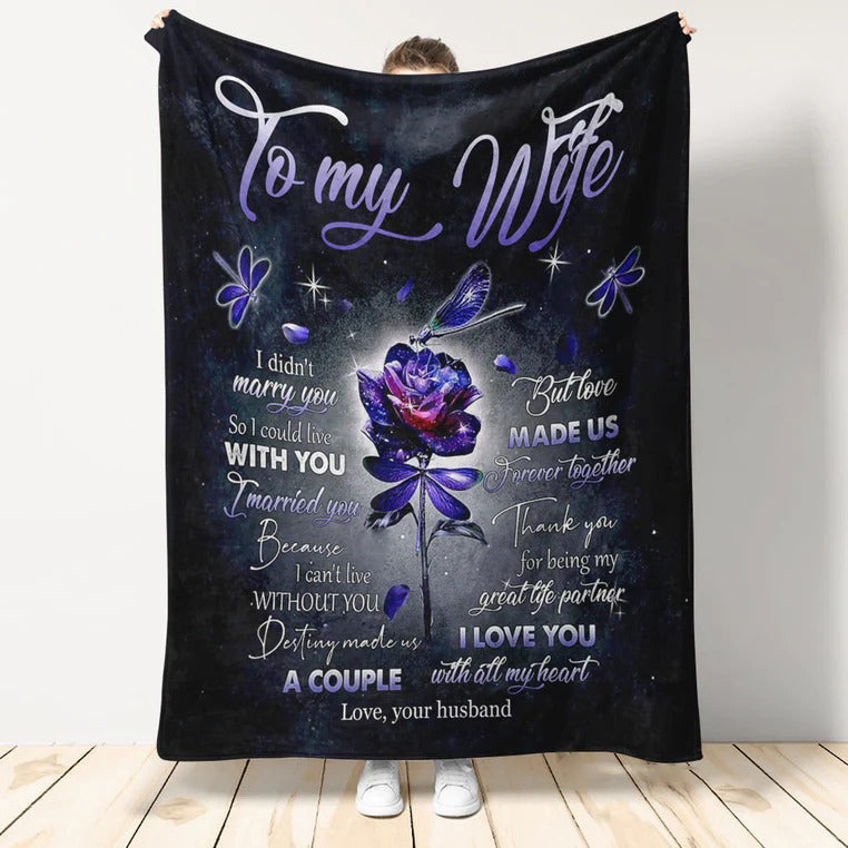 Gift For Wife Blanket/ To My Wife Love Made Us Forever Together Fleece Blanket/ Gift From Husband To Wife