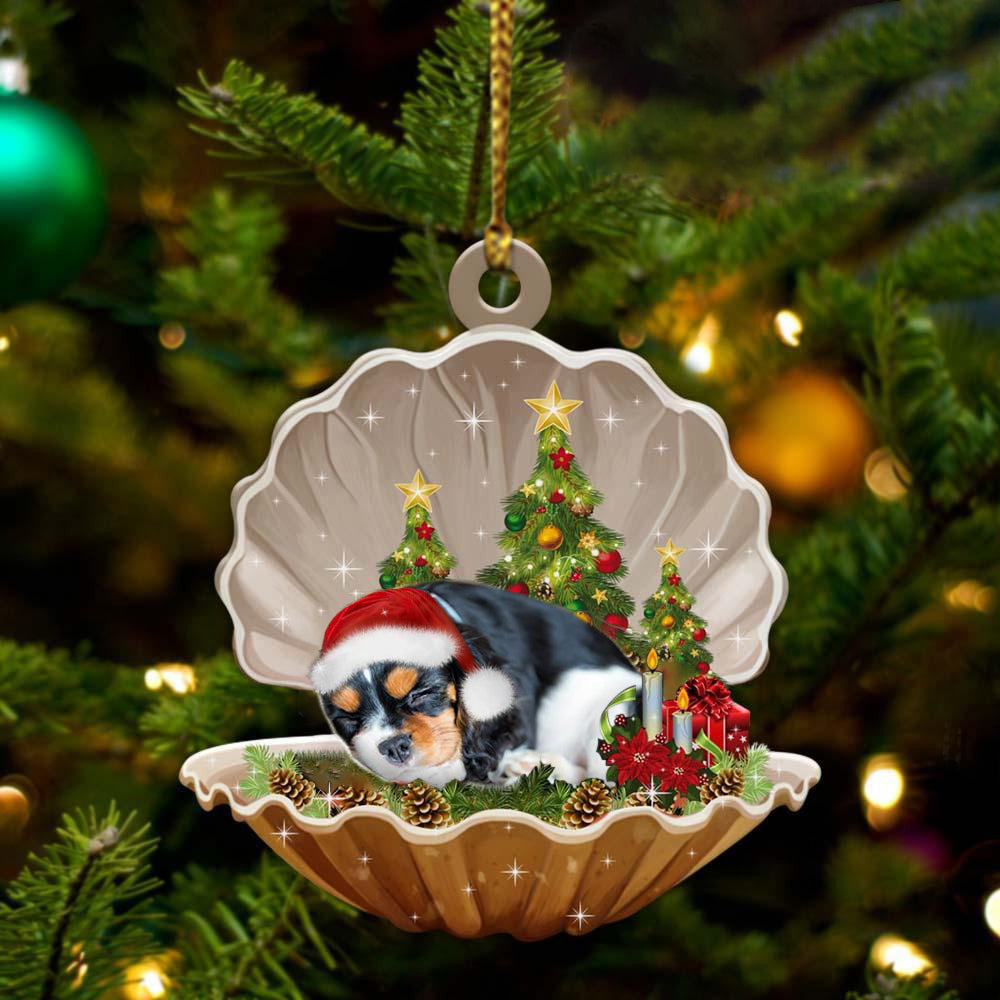 Cavalier King Charles Spaniel (2)  Sleeping in Pearl Dog Christmas Ornament Flat Acrylic