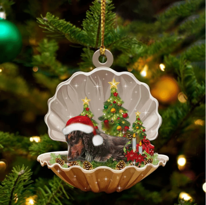 Cocker Spaniel2  Sleeping in Pearl Dog Christmas Ornament Flat Acrylic