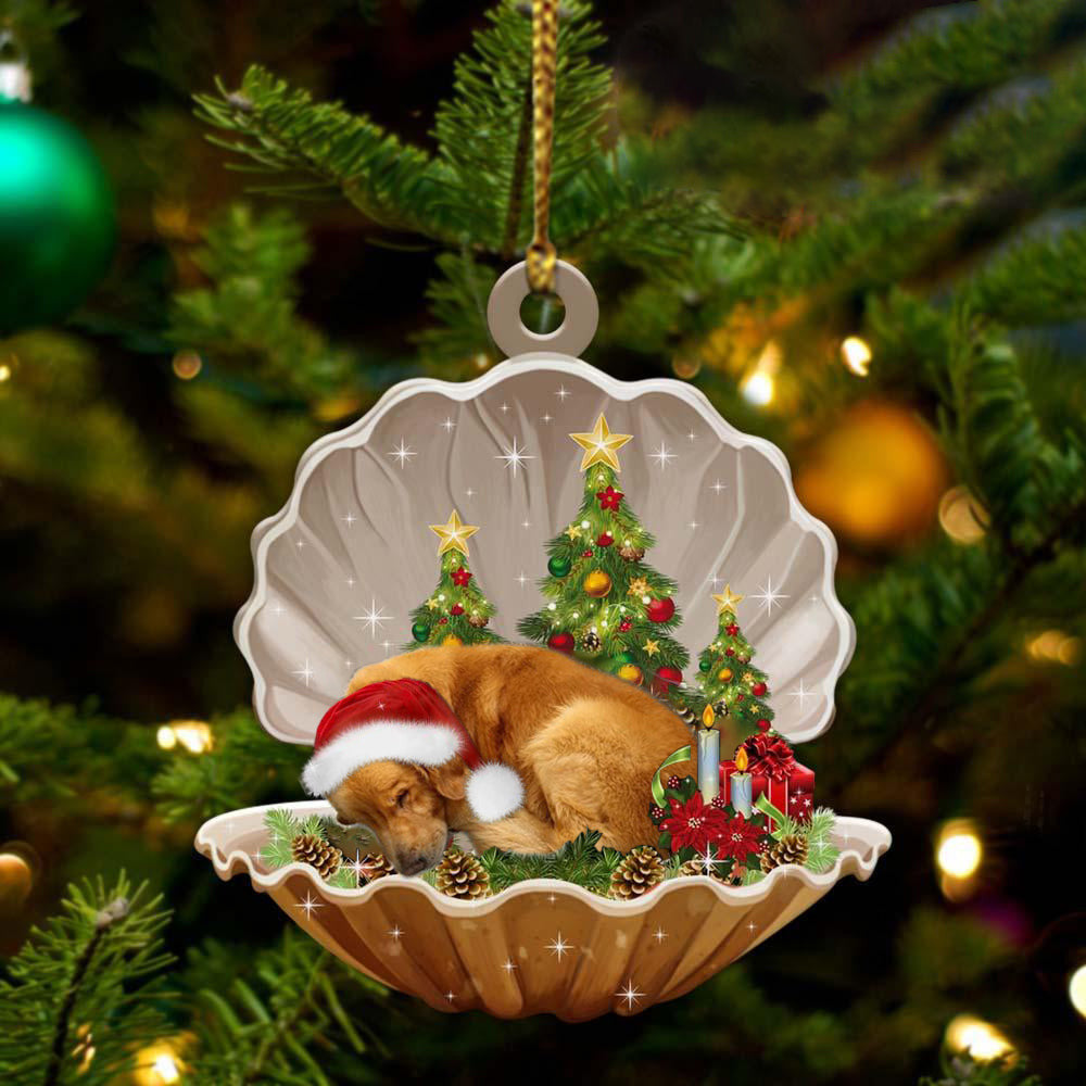 Golden Retriever Sleeping in Pearl Dog Christmas Ornament Flat Acrylic