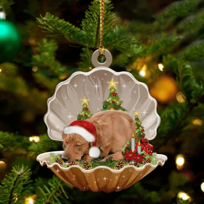 Red Labrador Retriever3  Sleeping in Pearl Dog Christmas Ornament Flat Acrylic