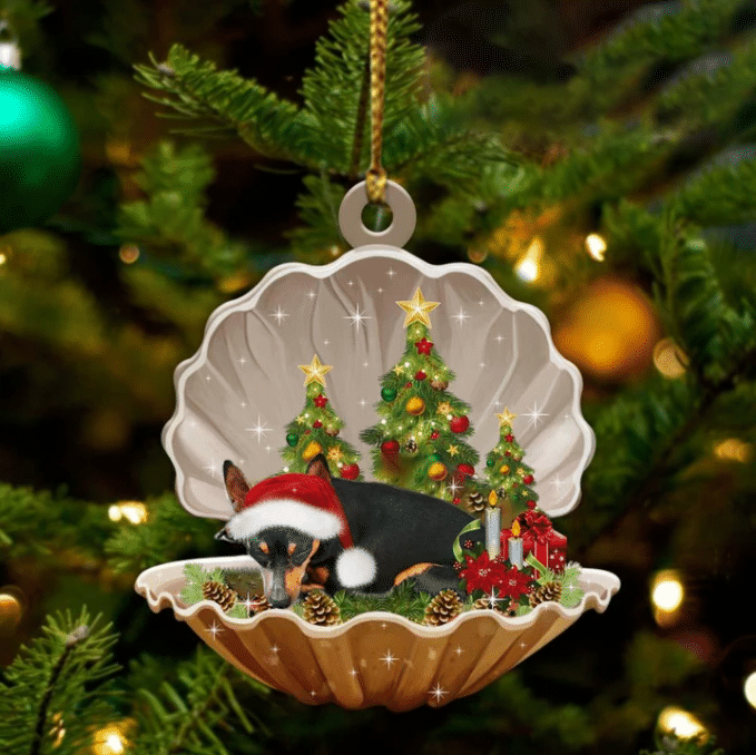 Miniature Pinscher  Sleeping in Pearl Dog Christmas Ornament Flat Acrylic
