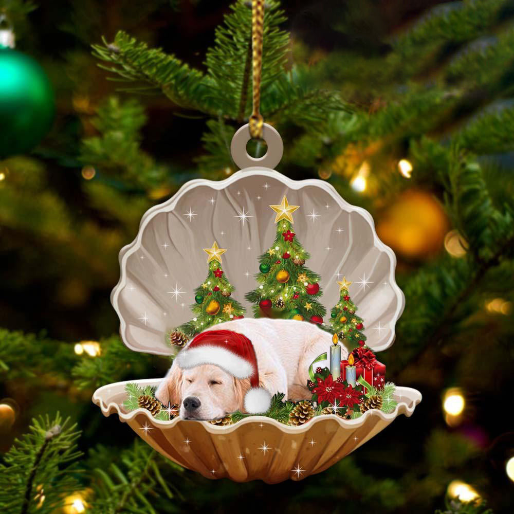 Golden Retriever3  Sleeping in Pearl Dog Christmas Ornament Flat Acrylic