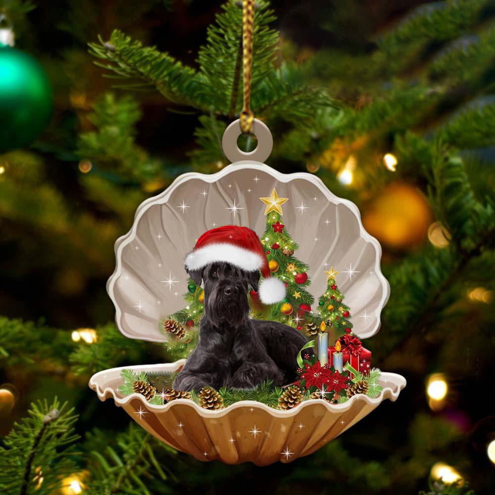 Black Schnauzer  Sleeping in Pearl Dog Christmas Ornament Flat Acrylic