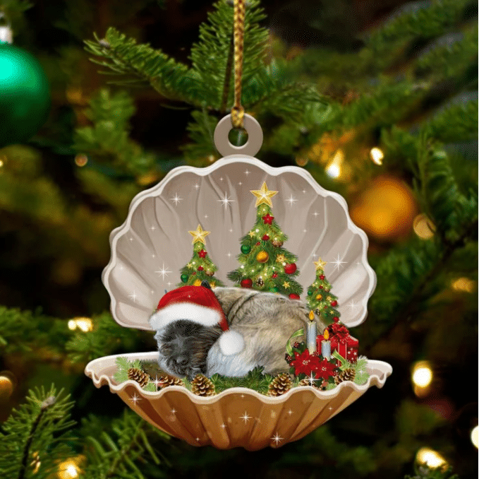 Cairn Terrier3  Sleeping in Pearl Dog Christmas Ornament Flat Acrylic