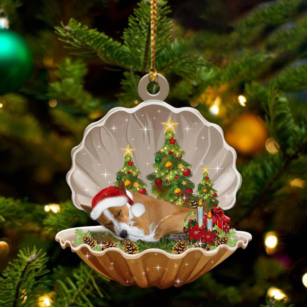 Basenji  Sleeping in Pearl Dog Christmas Ornament Flat Acrylic