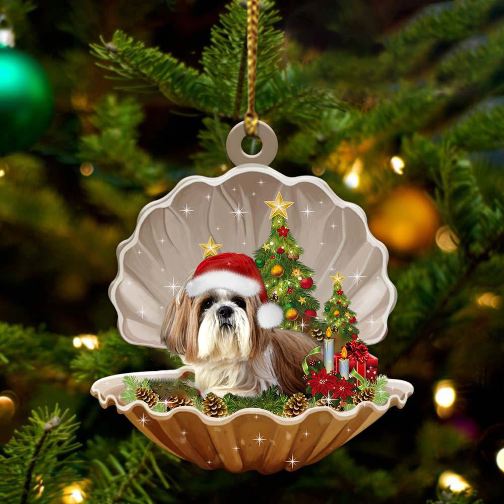 Shih Tzu  Sleeping in Pearl Dog Christmas Ornament Flat Acrylic