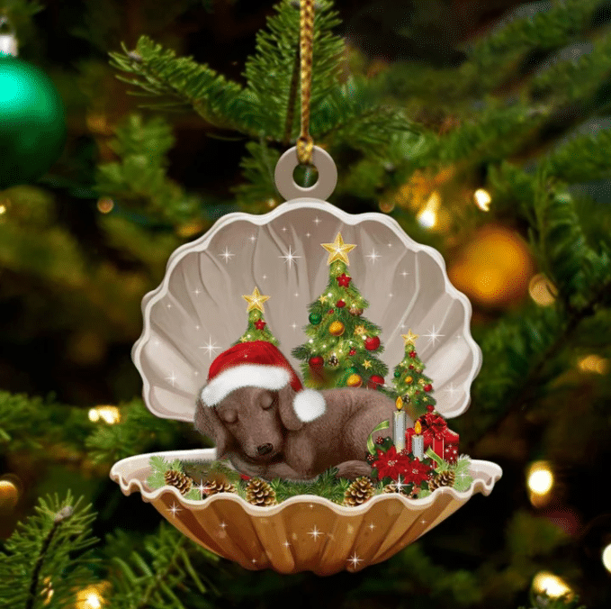 Dachshund3  Sleeping in Pearl Dog Christmas Ornament Flat Acrylic