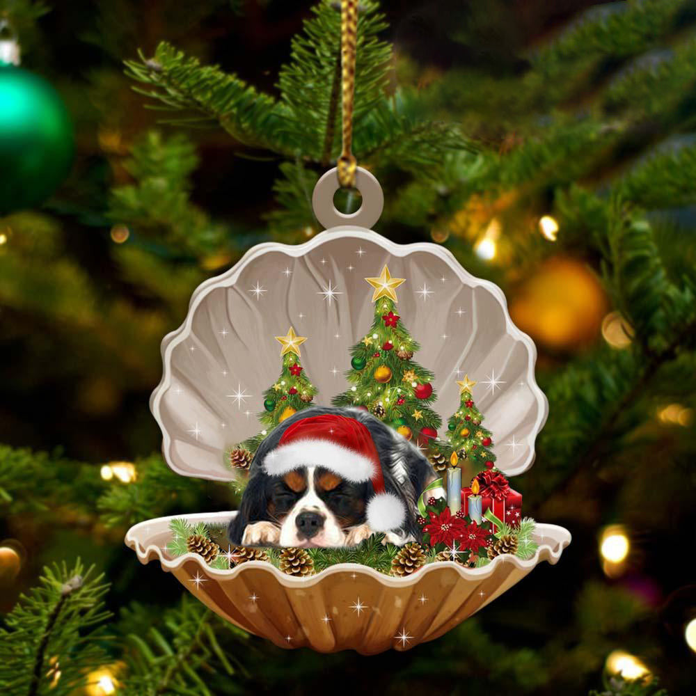 Cavalier King Charles Spaniel3  Sleeping in Pearl Dog Christmas Ornament Flat Acrylic